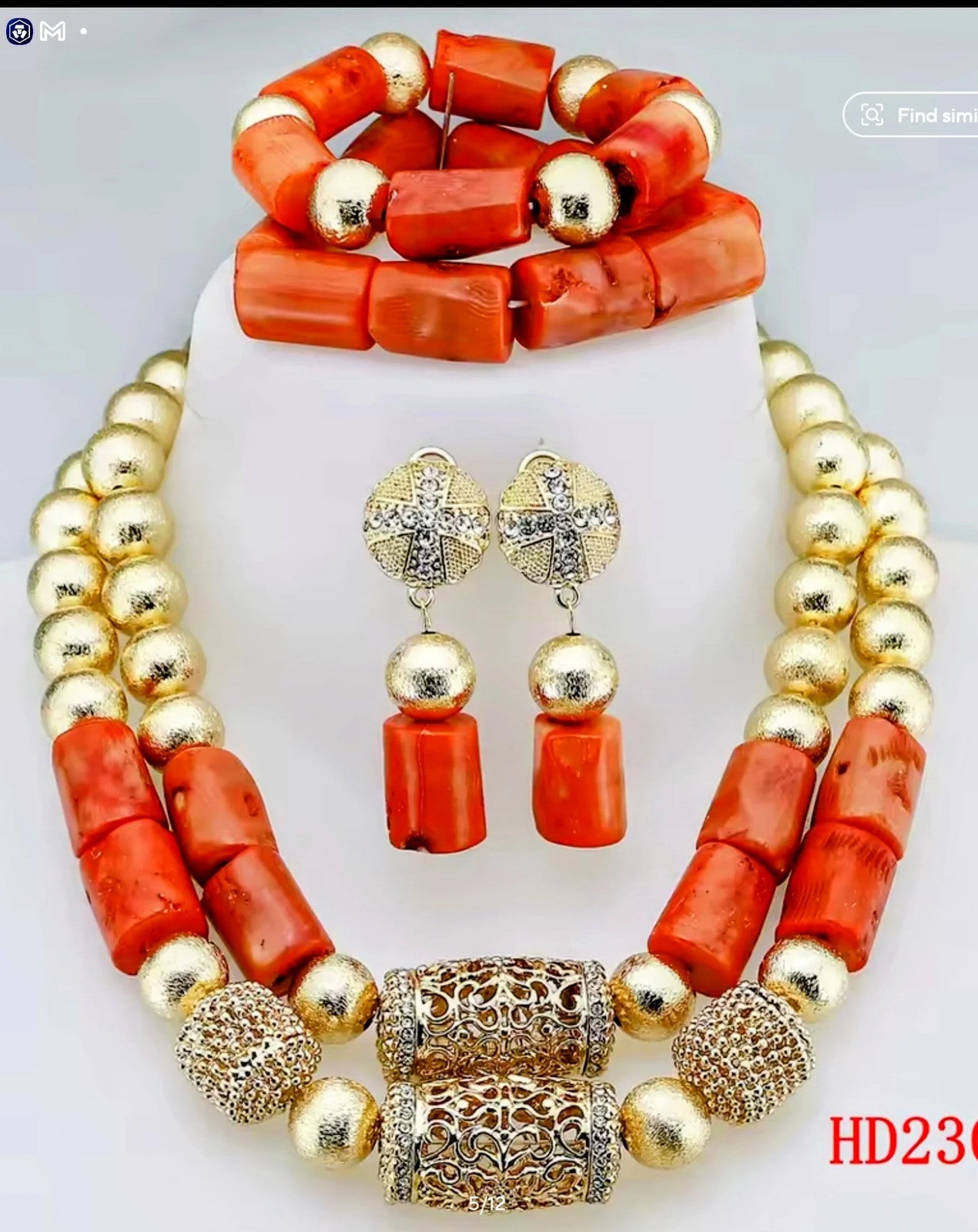Double Layers Original Coral Nigerian Wedding Beads Jewelry Set Women Coral
