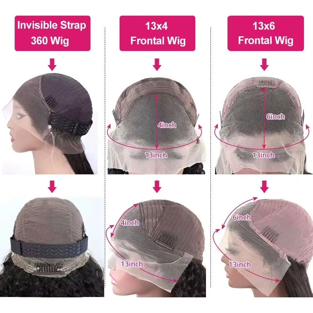 Kinky Straight 13x6 HD Lace Invisible Drawstring Strap 360 Full Lace Glue less