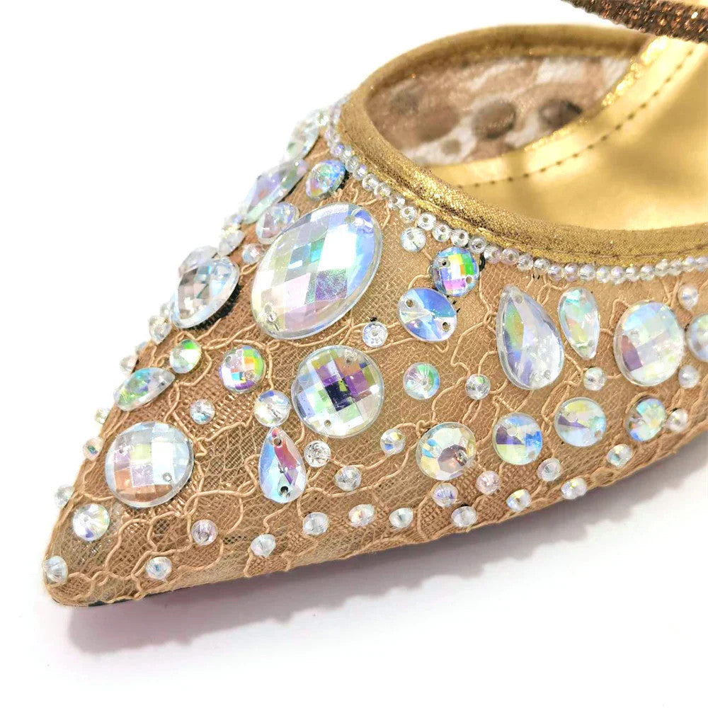 3D Bling Pointed Toe Slingback Heels — Shoes Only or With Matching Bag | 7 Colours | EU 37–42