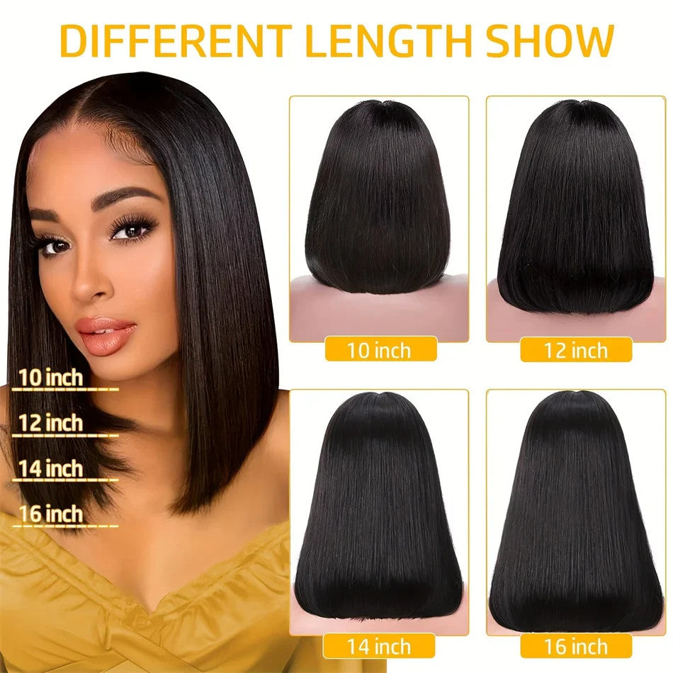 100% Vietnamese Super Double Drawn Bone Straight 13x4 Frontal Bob Wig with