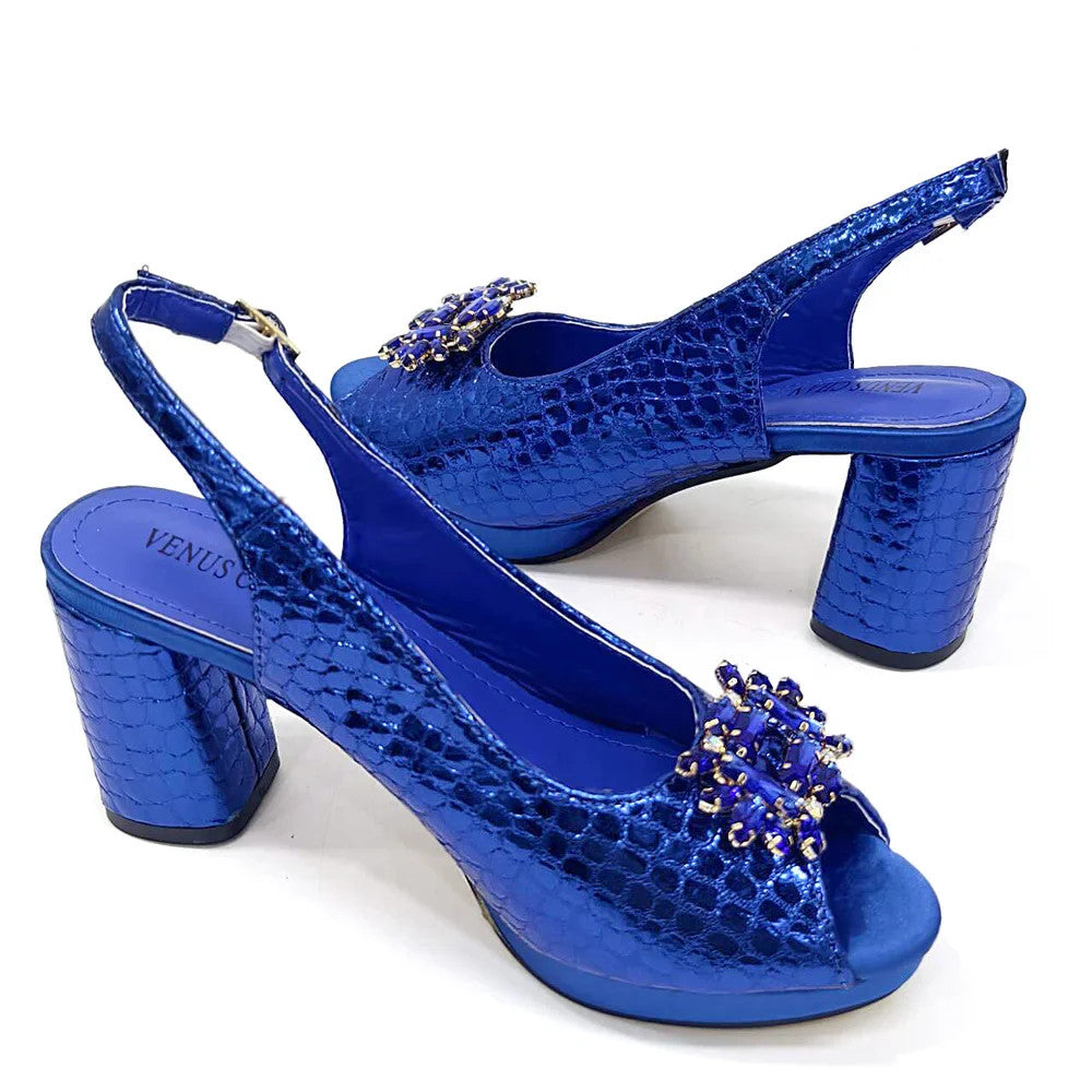 Rhinestone Bling Peep Toe Slingback Heels & Bag Set — 6 Colours | EU 37–43