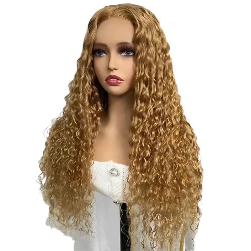 Honey Blonde Water Wave 4x4 Lace Front Wig 100% Human Hair Wigs for Women 13x4