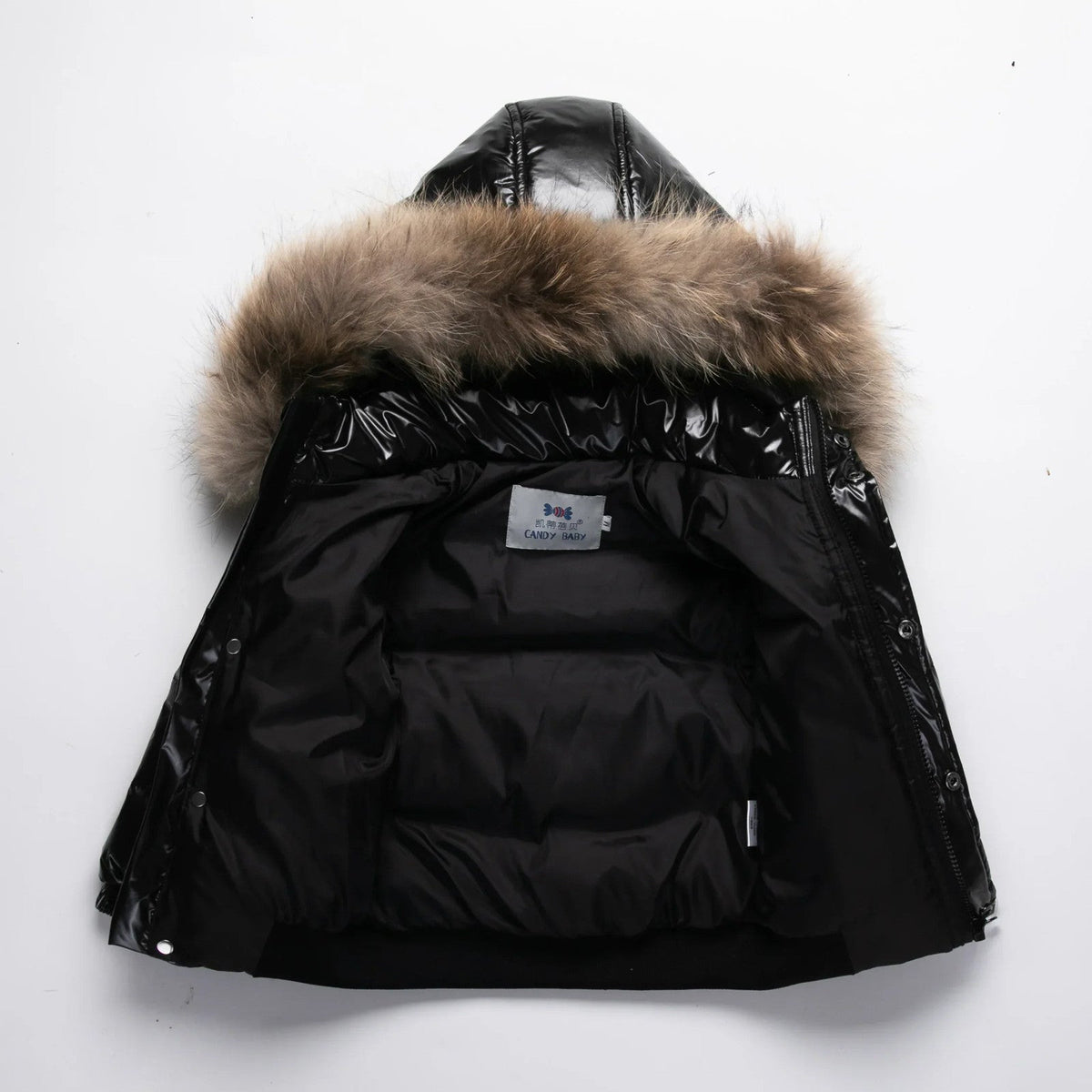 Kids Winter Down Jacket Real Faux Fur Waterproof Shiny Thick Warm Outerwear