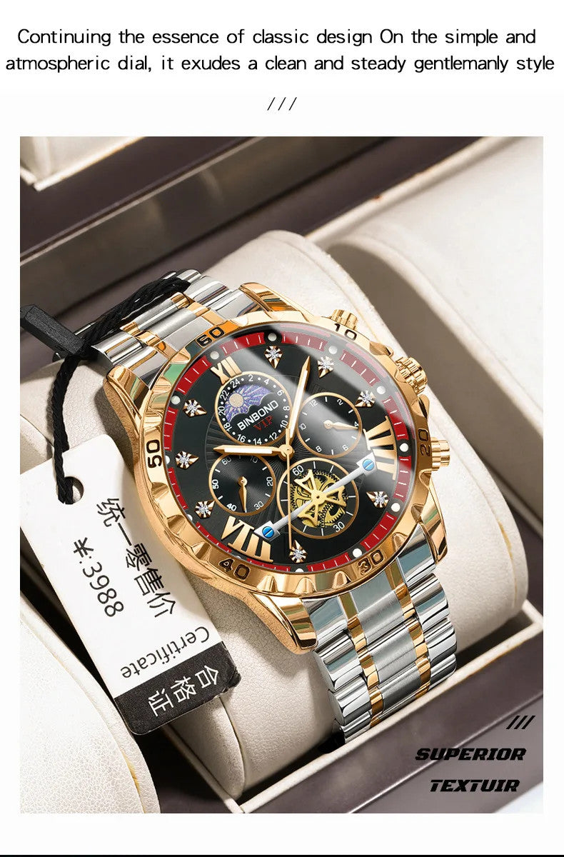 Luxury Men's Watches Trend Fashion Original Quartz Watch for Man Flywheel Style