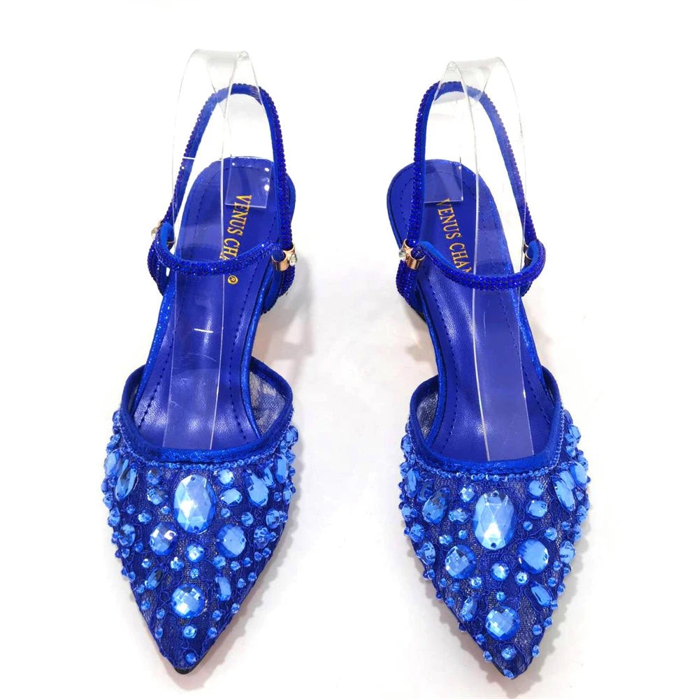 3D Bling Pointed Toe Slingback Heels — Shoes Only or With Matching Bag | 7 Colours | EU 37–42