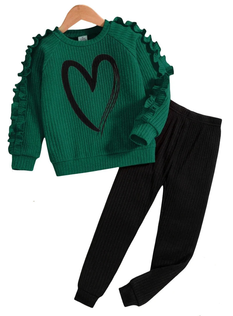Spring and Autumn children fashion sports set girls sweater + casual pants