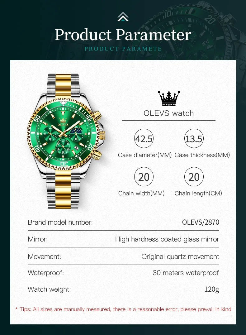 OLEVS Men's Watches Top Brand Luxury Watch for Men Original Waterproof