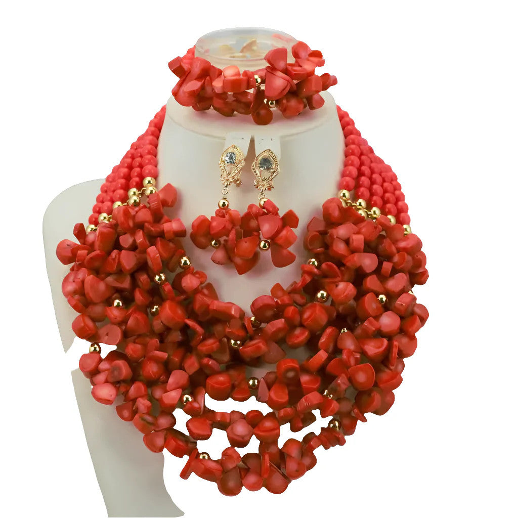 African Wedding Coral Beads Jewelry Set African Beads Jewelry Sets Nigerian