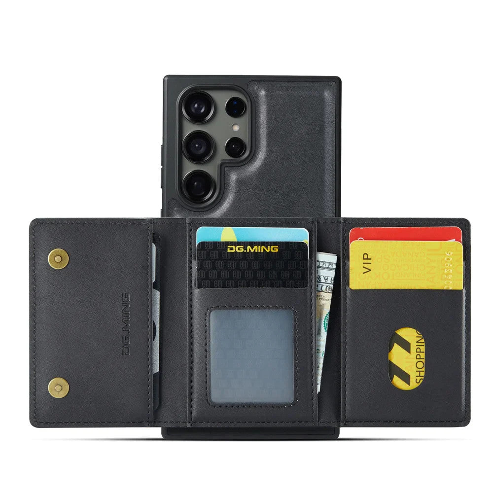 DG.Ming RFID Blocking Retro Flip Leather Case For Samsung Galaxy S25 S24 S22