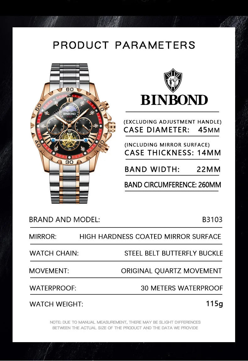 Luxury Men's Watches Trend Fashion Original Quartz Watch for Man Flywheel Style