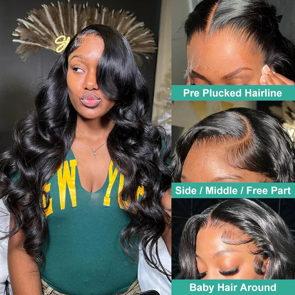 Body Wave Lace Front Human Hair Wig 30 40 Inches 200 Density Brazilian Remy