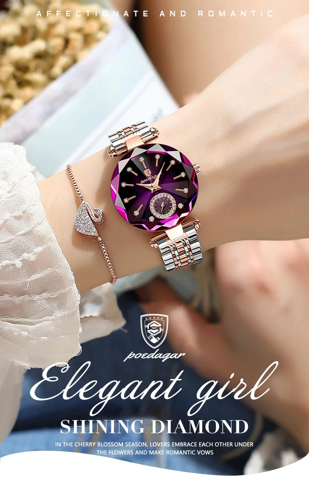 Luxury Elegant Ladies Wristwatch Waterproof Stainless Steel Watch for Woman