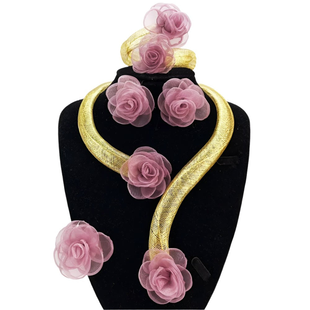 2025 Unique Jewelry Sets for Women Brazilian Hollow Colorful Flower Necklace