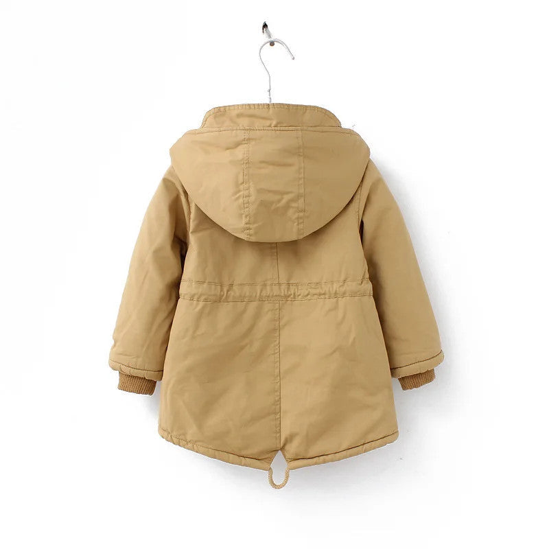 Winter Kids Clothes Plus Velvet Thicken Warm Jacket for Girls Casual Zipper