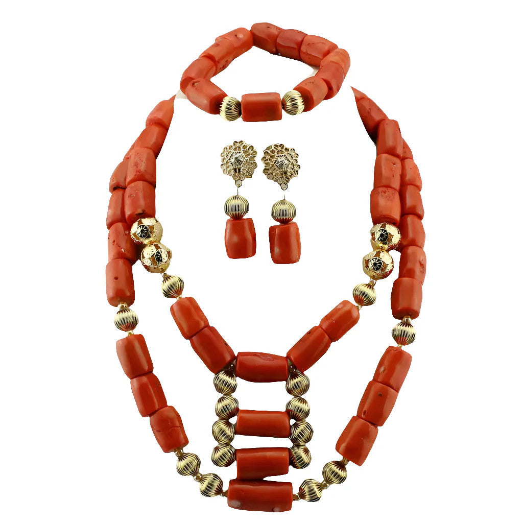 African Wedding Coral Beads Jewelry Set African Beads Jewelry Sets Nigerian
