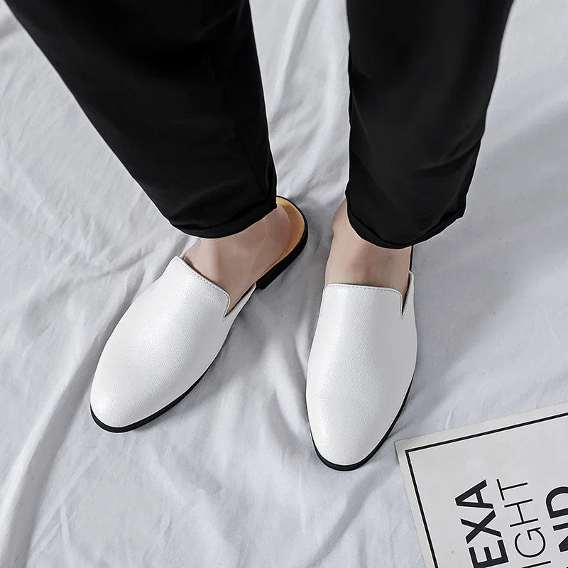 Men Half Breathable Leather Mules
