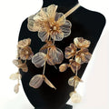 Best Lady 3pcs Handmade Flower Inlaid Rhinestone Vintage Jewelry Set - Perfect