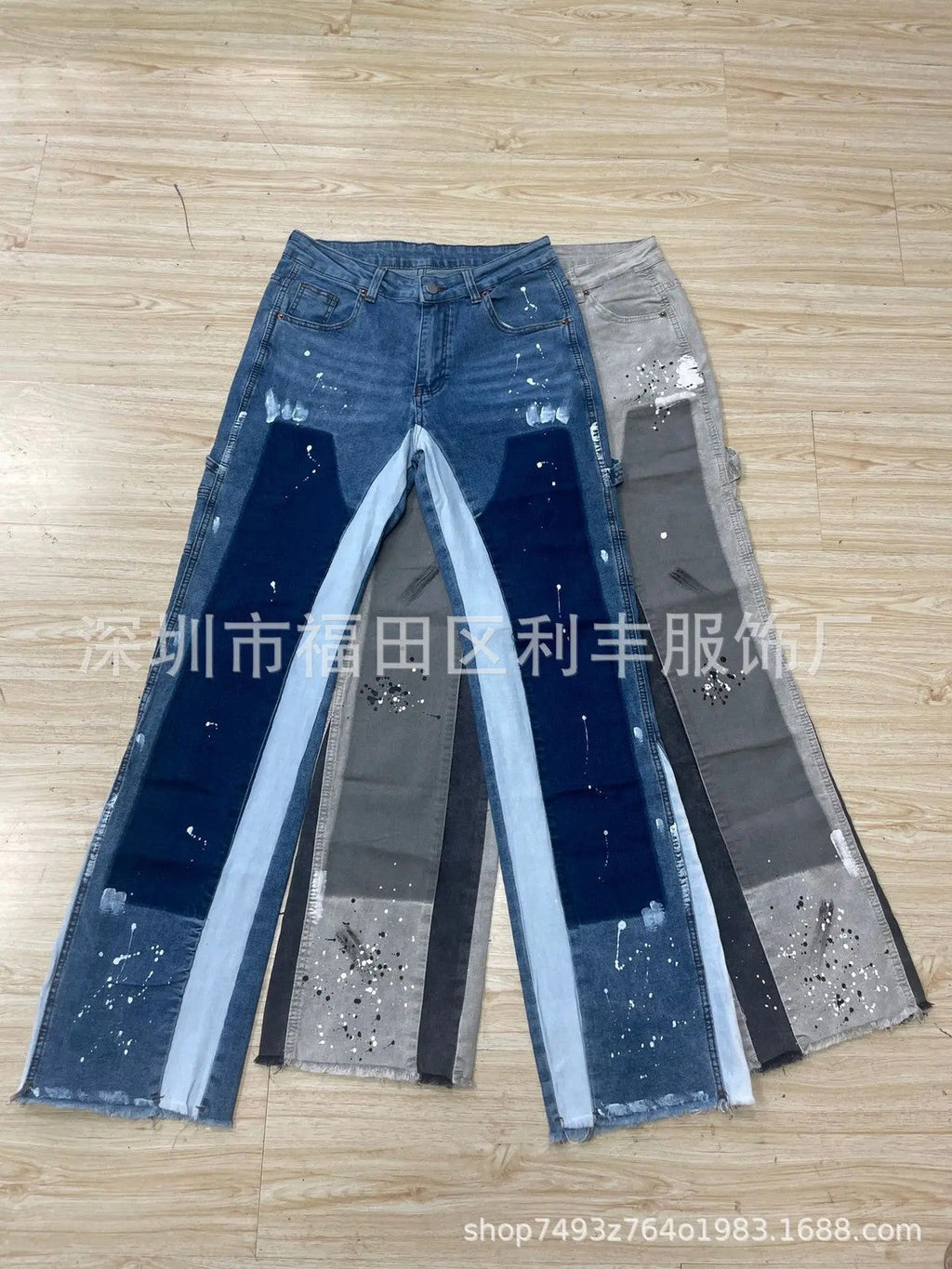 Men's Fashion Jeans Work Pants, European and American Fashion Workwear Elastic
