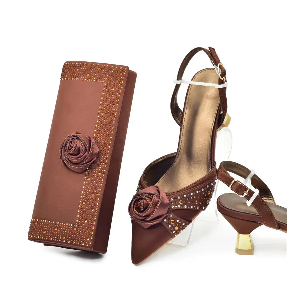 Crystal Rhinestone Spike Heel Pumps | Shoes & Matching Bag Set | EU 38–43 | Party & Wedding