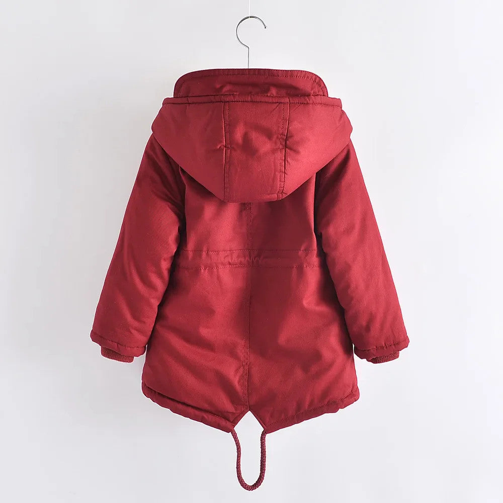 Winter Kids Clothes Plus Velvet Thicken Warm Jacket for Girls Casual Zipper