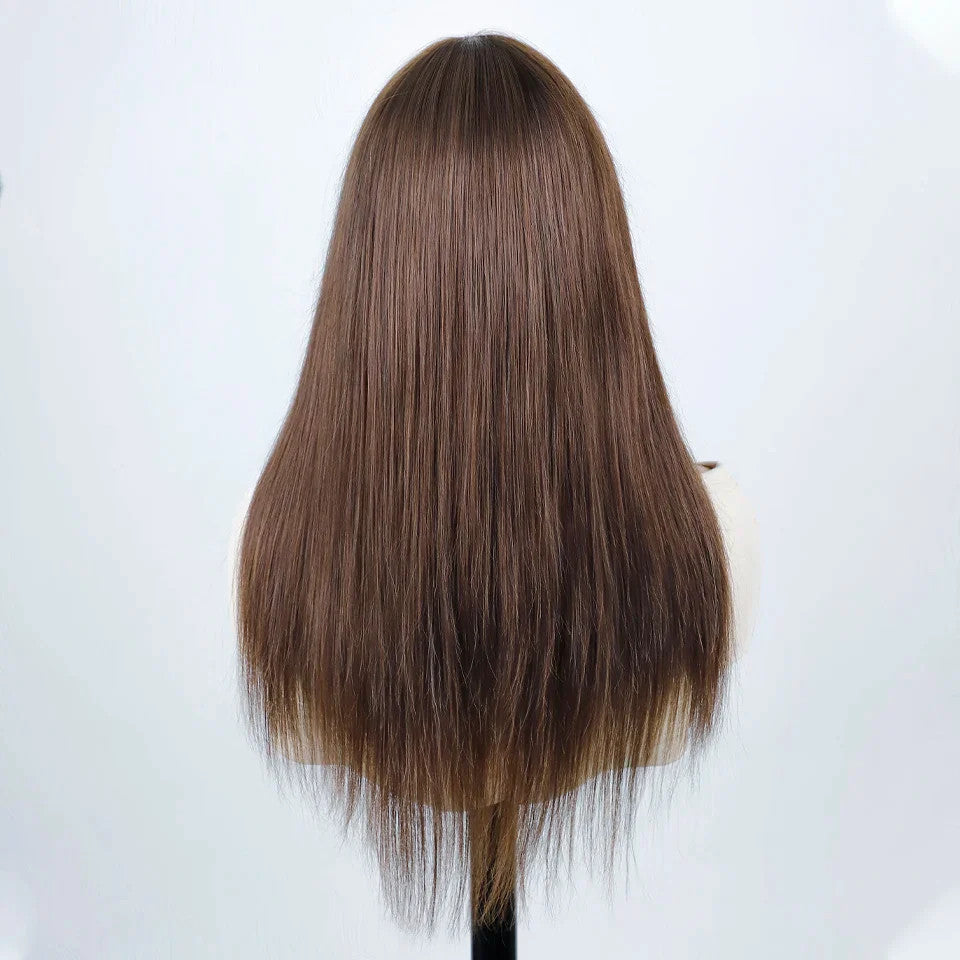 Human Hair Wigs With Bang Brazilian Straight Red Burgundy Human Hair Wigs Brown