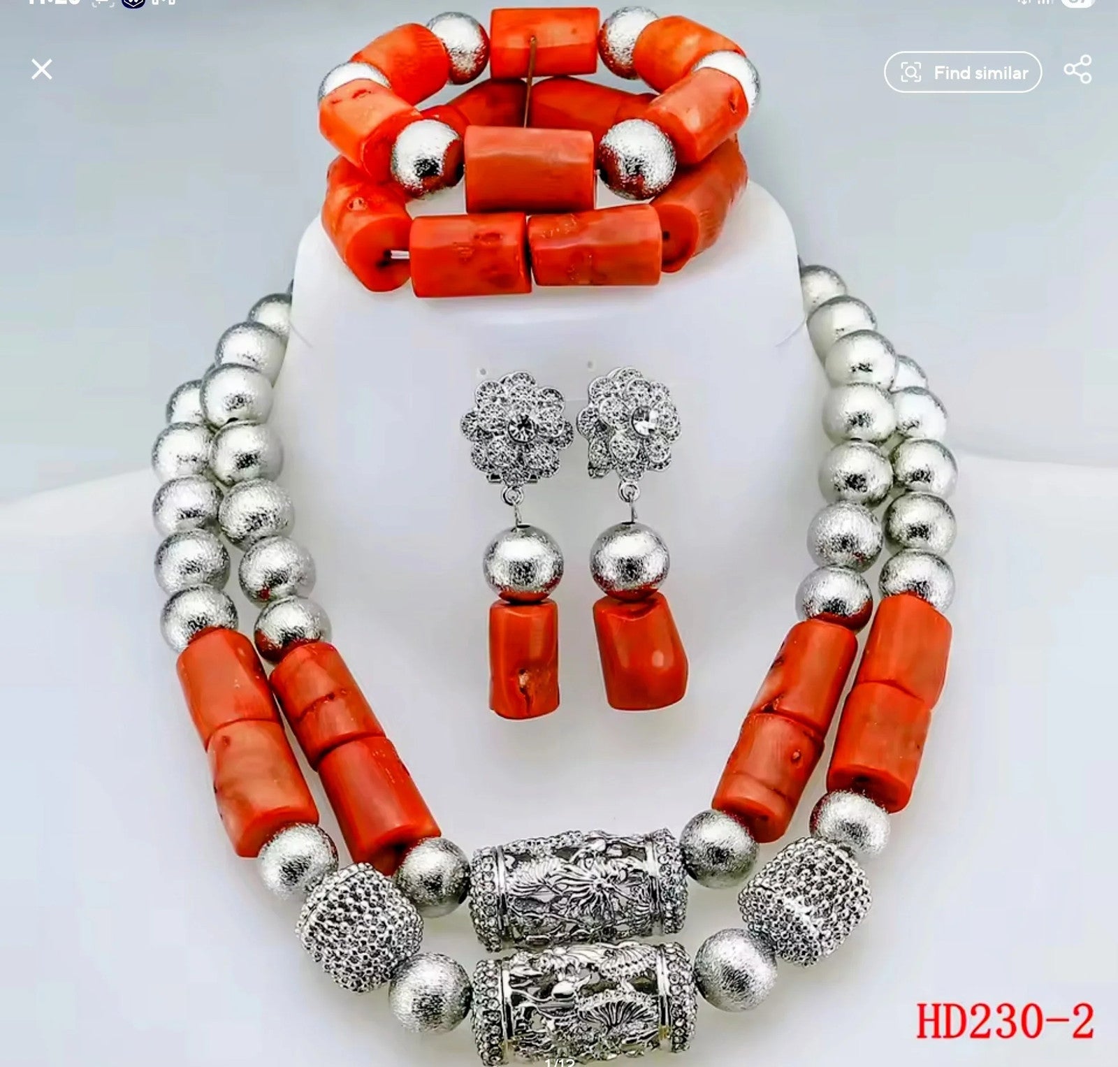 Double Layers Original Coral Nigerian Wedding Beads Jewelry Set Women Coral