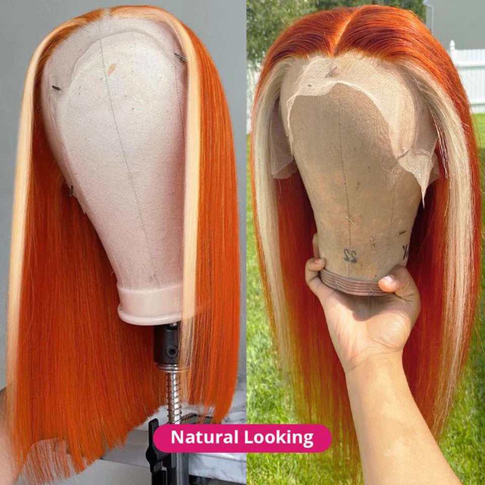 Ombre Blond Wig Brazilian Remy Hair Short Bob Human Hair Wigs Highlight P4/27