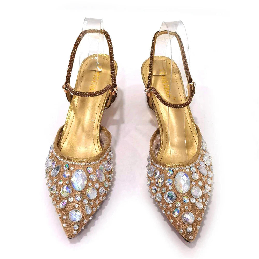 3D Bling Pointed Toe Slingback Heels — Shoes Only or With Matching Bag | 7 Colours | EU 37–42