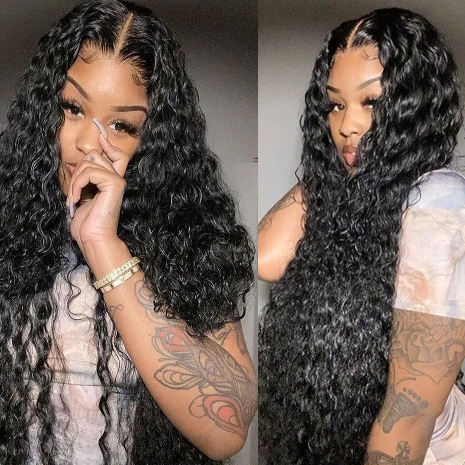 Water Wave Human Hair Bundles Curly Deep Wave 3 Bundles Brazilian Natural Black