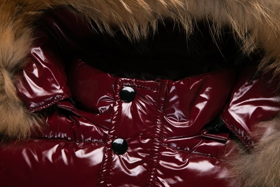 Kids Winter Down Jacket Real Faux Fur Waterproof Shiny Thick Warm Outerwear