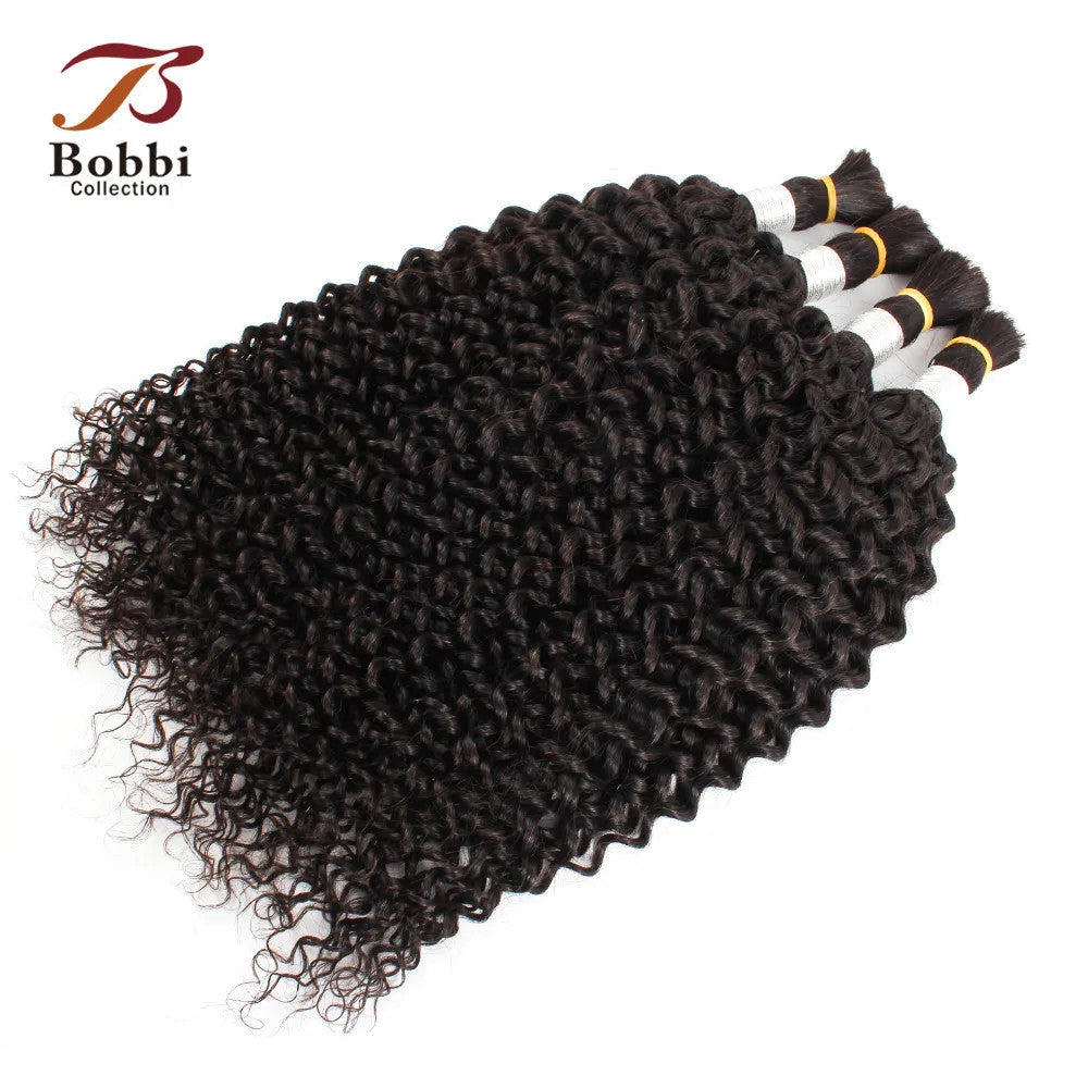 100% Human Hair Bulk for Braiding 1 Bundle Jerry Curly Natural Black Indian