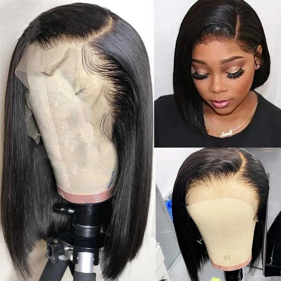 13x4 Straight Lace Frontal Bob Wig Pre Plucked 4x4 Human Hair Wigs Brazilian
