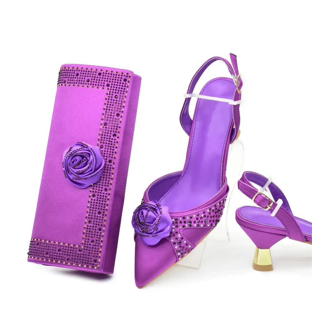 Crystal Rhinestone Spike Heel Pumps | Shoes & Matching Bag Set | EU 38–43 | Party & Wedding
