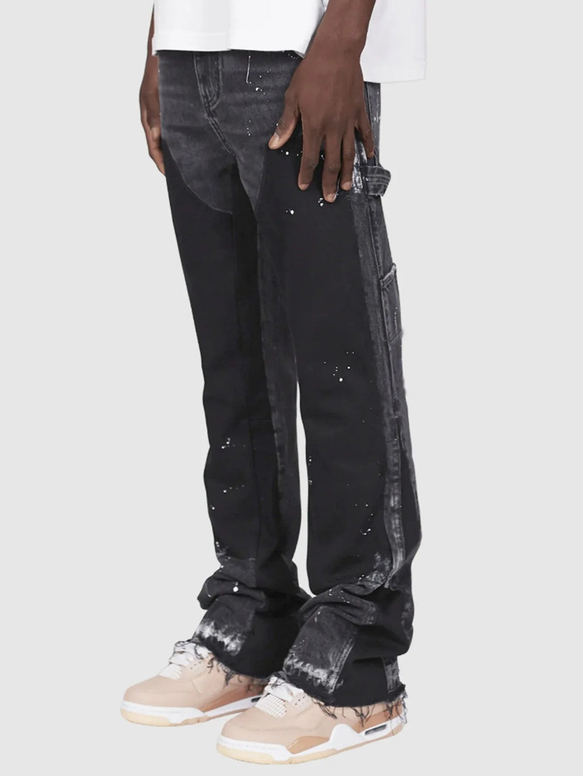 Men's Fashion Jeans Work Pants, European and American Fashion Workwear Elastic