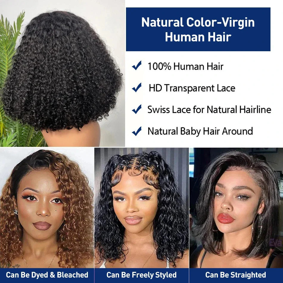 Afro Kinky Curly Short Bob Wig 13x4 Bob Wigs Human Hair Jerry Curly Lace Front