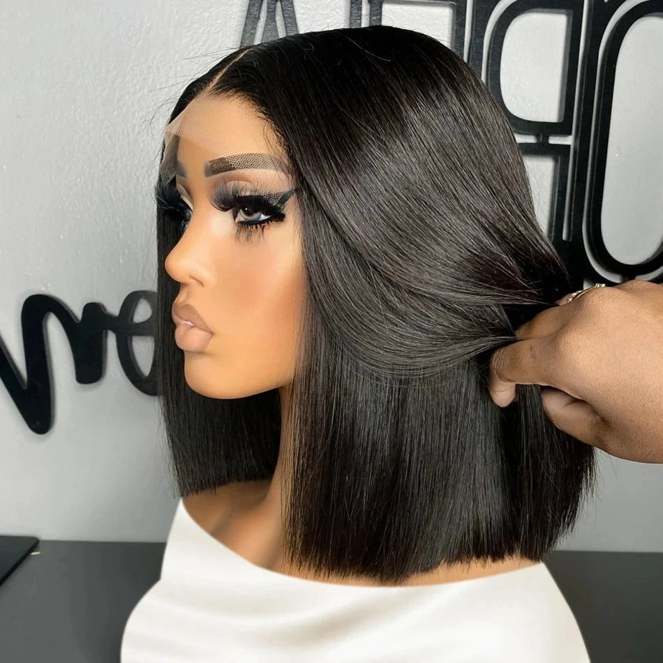 13x4 Straight Lace Frontal Bob Wig Pre Plucked 4x4 Human Hair Wigs Brazilian
