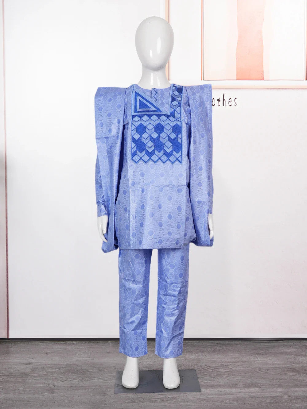 H&D New African Tradition Clothes For Kids Boys Blue Long Sleeve Tops