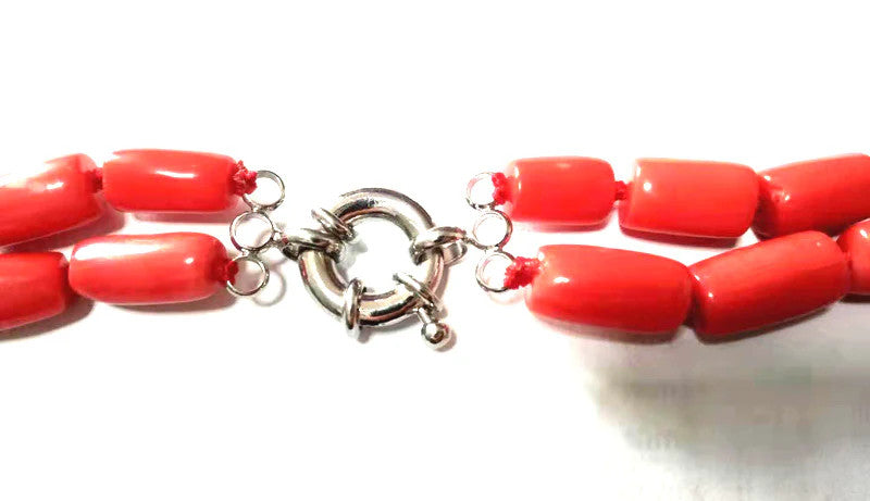 2 Strands Natural Orange Coral Necklace for Women Jewelry with Genuine 10-12mm