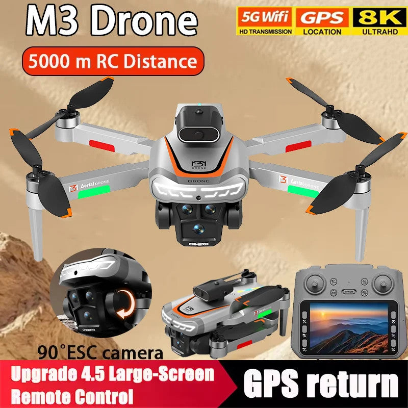 NEW M3 Drone 8K HD 5G GPS Photography Remote Control Aerial Aircraft Dual