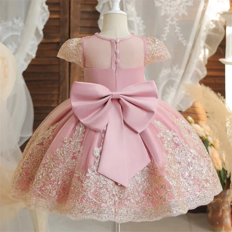 Girls And Toddler Long Sleeve Lace Birthday Tutu Princess Dress