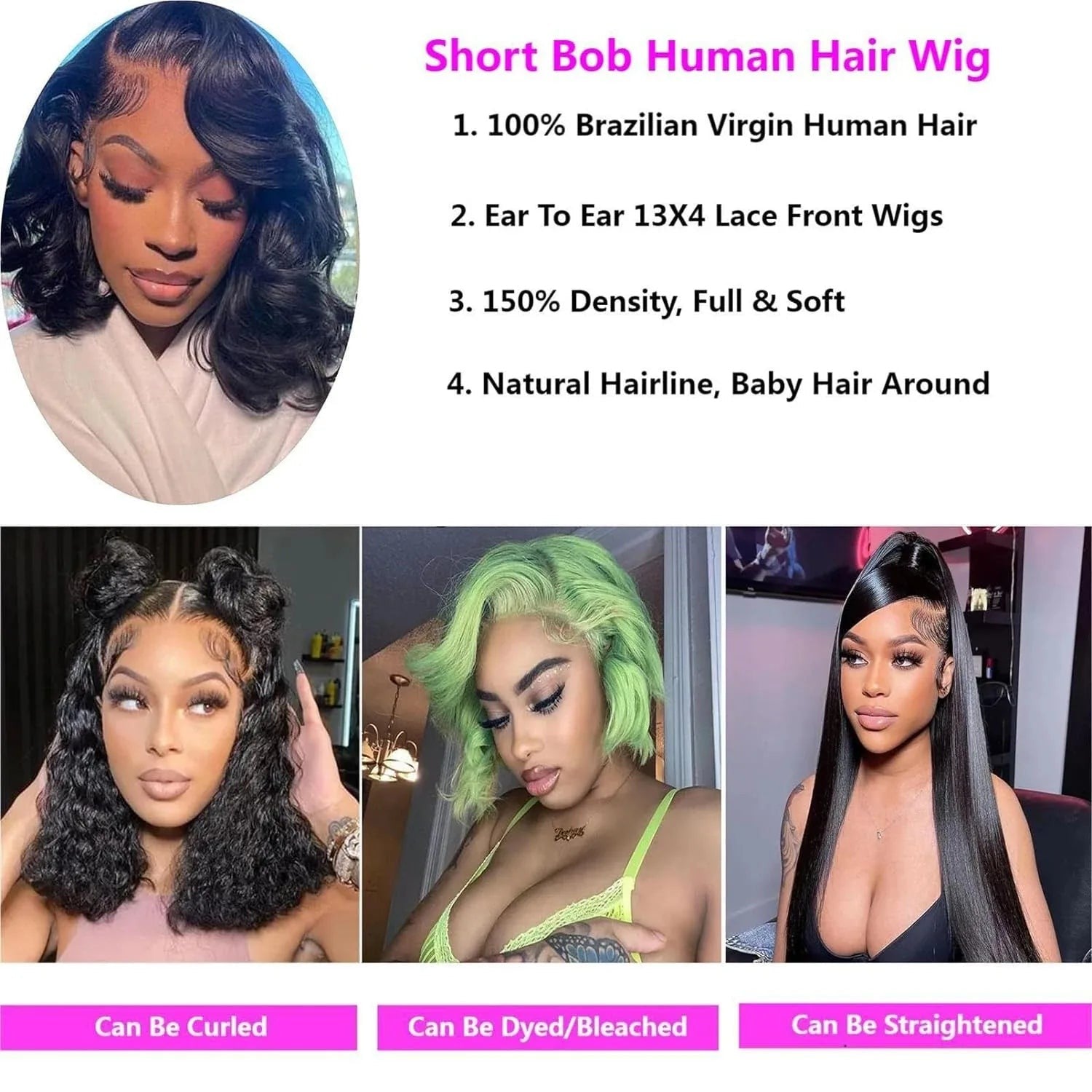 14 16 Inch BoB Wig Human Hair Body Wave 13x6 HD Lace Frontal Wigs Water Wave