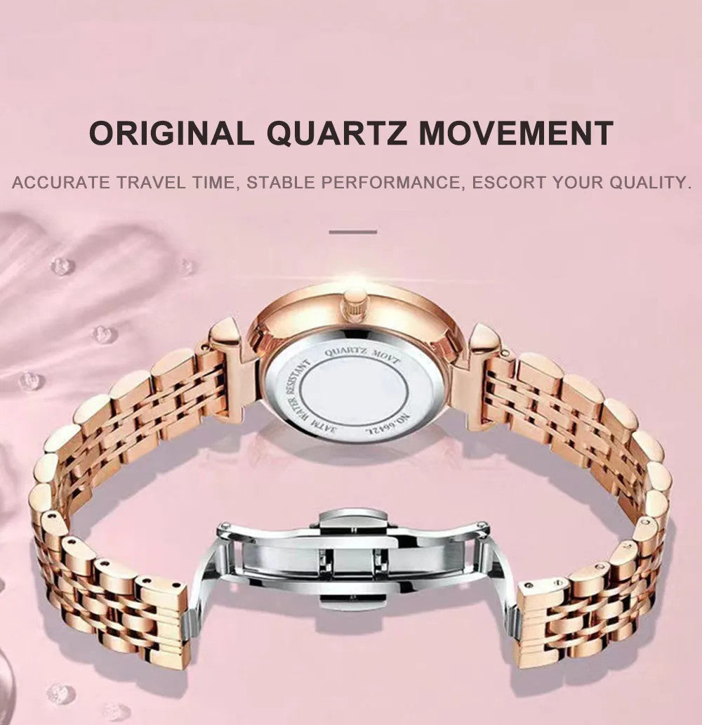Luxury Elegant Ladies Wristwatch Waterproof Stainless Steel Watch for Woman