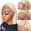 613 Blonde Short Bob Wig Transparent Lace Front Human Hair Wigs Straight 13X4
