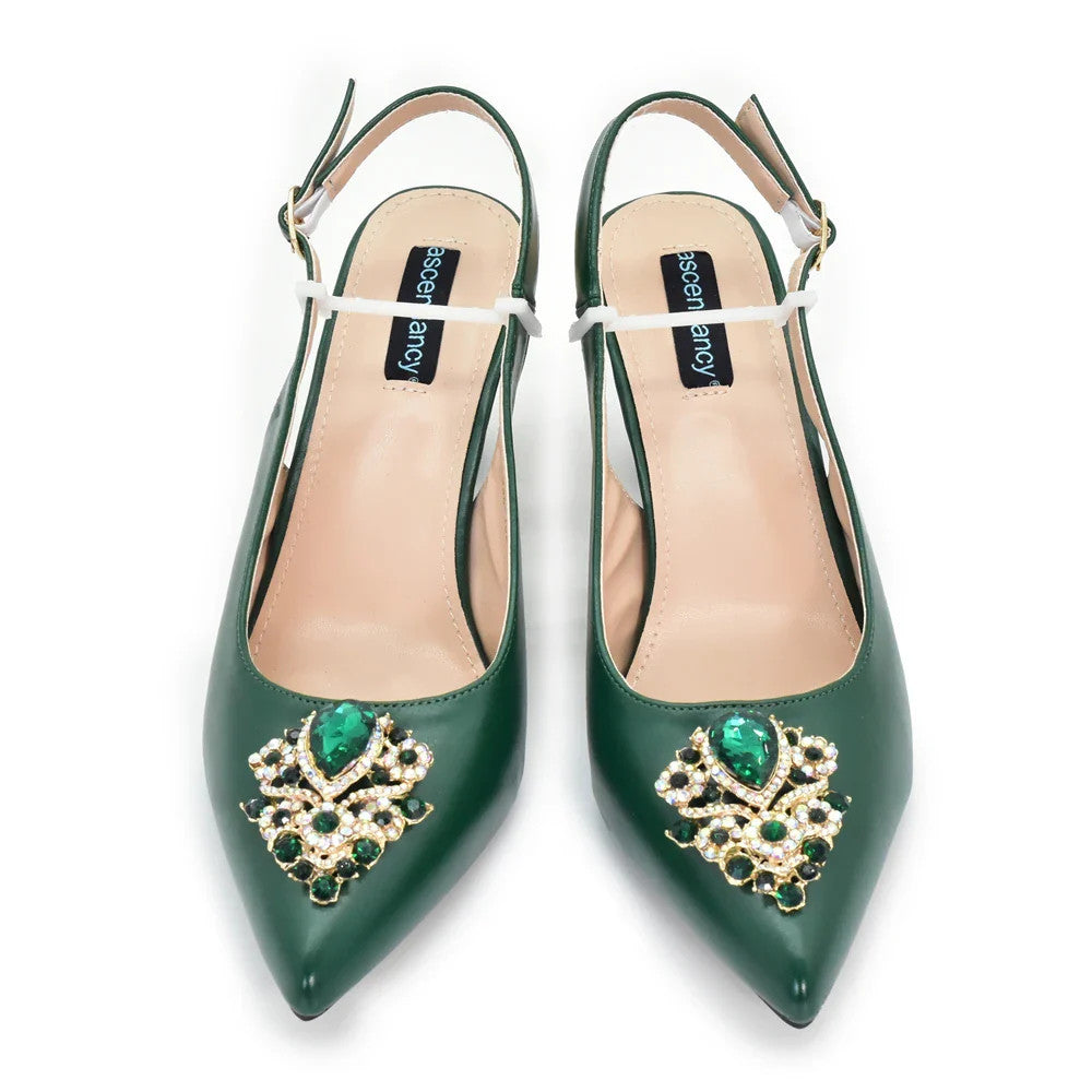 Women's Italian Shoe & Bag Set | Crystal Slingback Heels | Party & Wedding | EU 38–43 | 5 Colours
