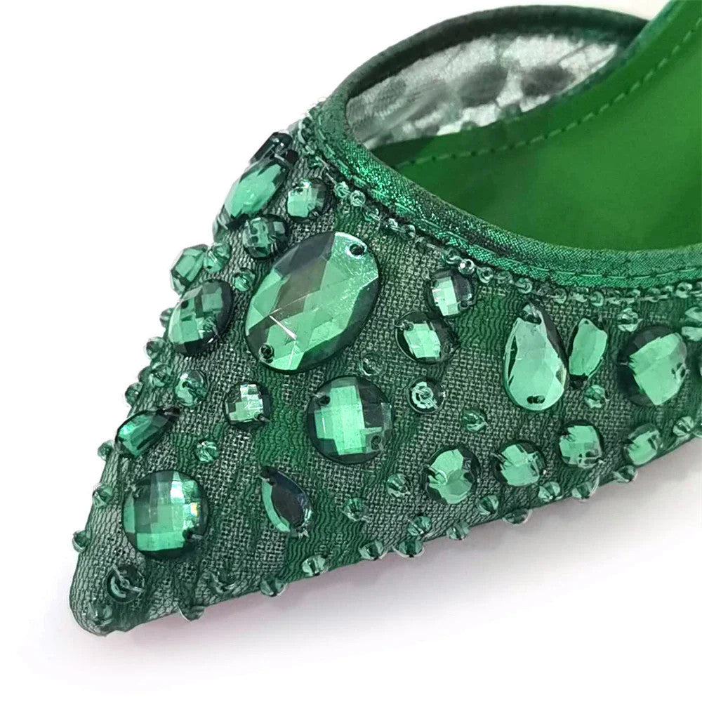 3D Bling Pointed Toe Slingback Heels — Shoes Only or With Matching Bag | 7 Colours | EU 37–42