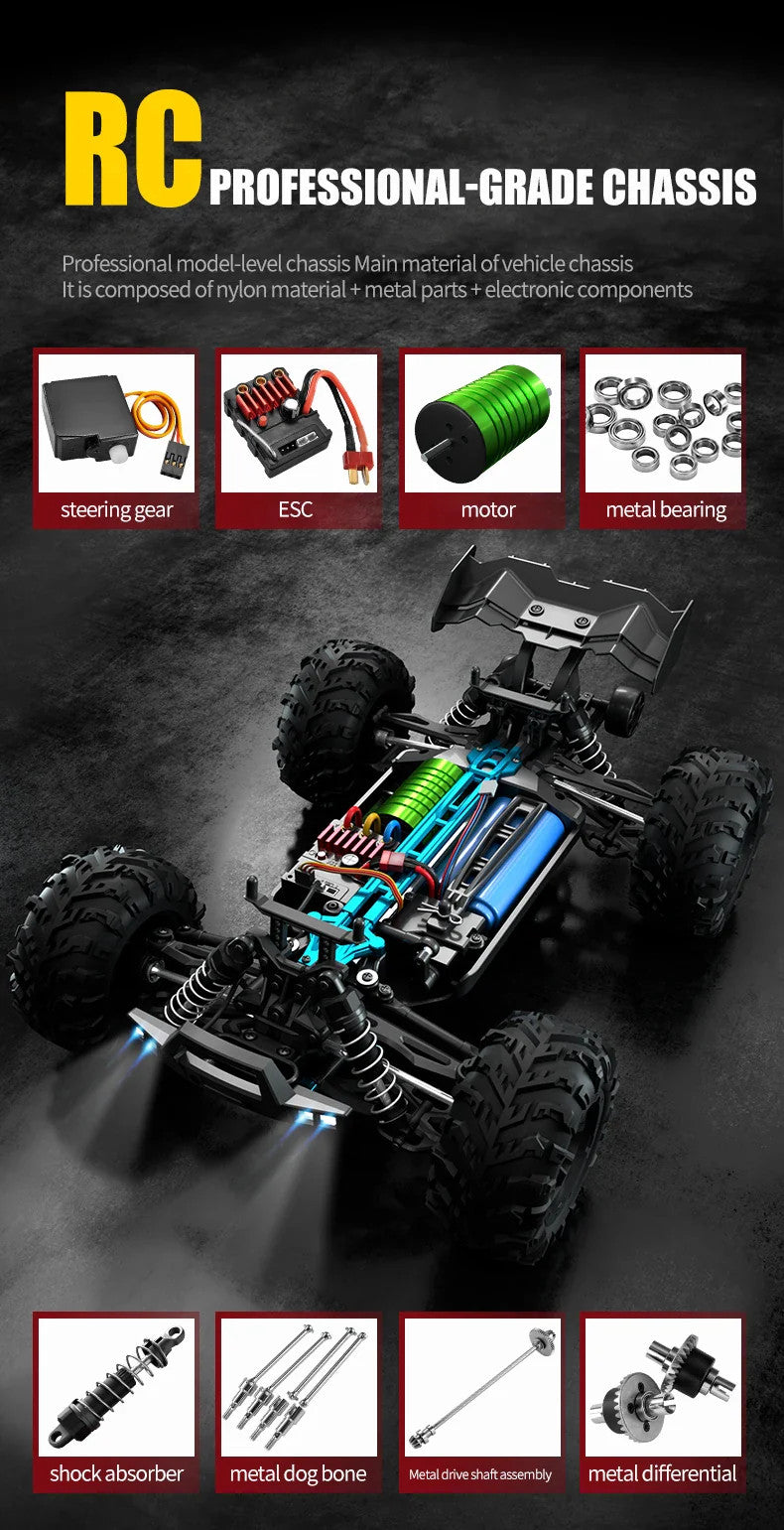 1:16 70KM/H Or 50KM/H 4WD RC Car With LED Remote Control Cars High Speed Drift