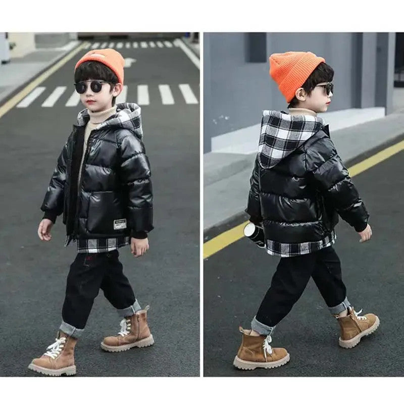Children's Padded Jacket New Boys Down Padded Jacket Kids Winter Hooded Jacket