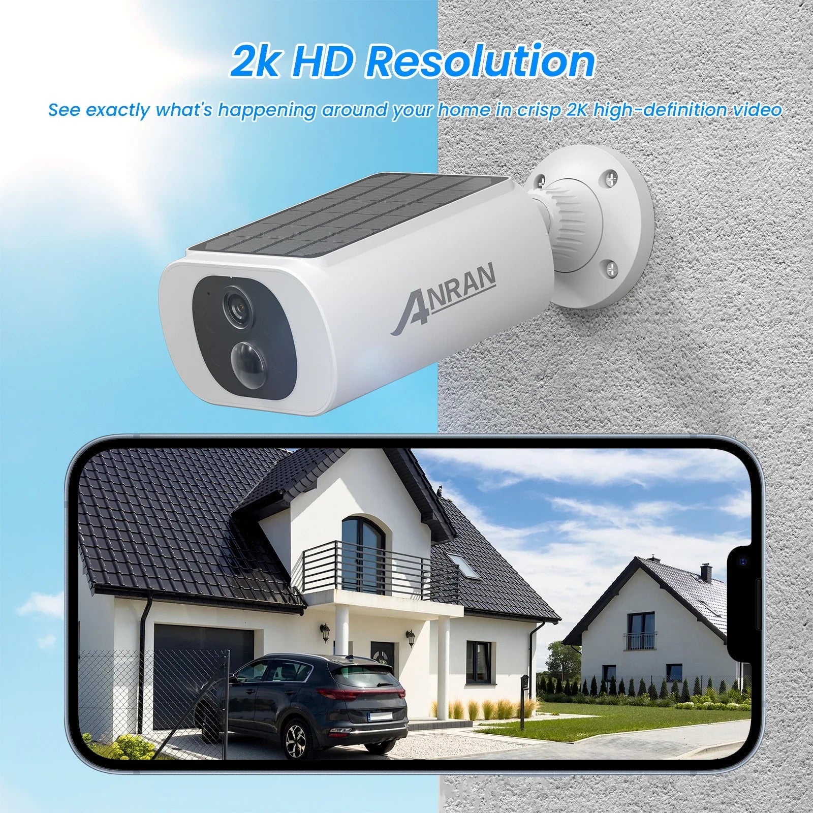 Outdoor Solar Security Camera with Battery 3MP 2.4G WIFI Camera Battery Cloud