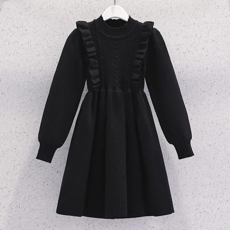 Women's Solid Color Casual Knit Sweater Pullover Autumn Winter Dress
