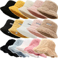 Women Girls Faux Fur Bucket Hat Plush Warm Fisherman Hat Outdoor Windproof